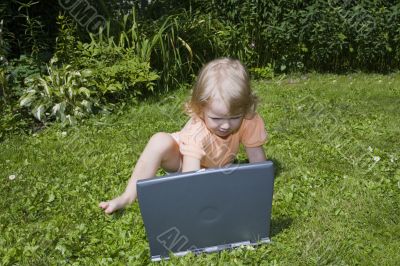 Girl study on computer