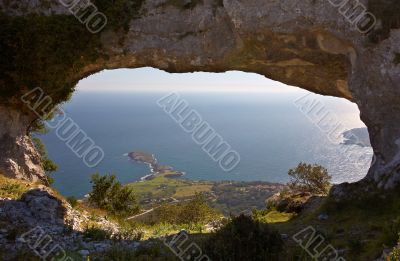 Coastline through rocks