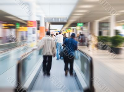 on escalator