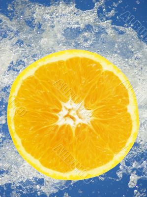 orange slice in the water