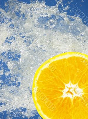 orange slice in the water