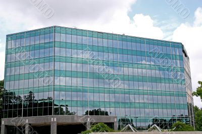 Green and Blue Glass Building