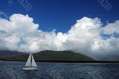 white boat travelling