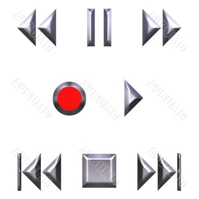 3D Silver Audio Buttons