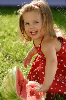 Girl eating water-melon