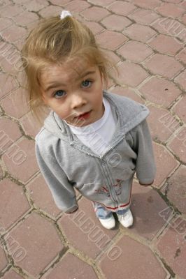 Girl looking upwards