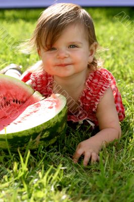 Girl eating water-melon