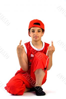 young boy holding the finger