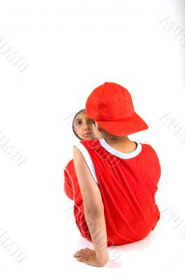 young boy watching in the mirror