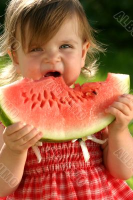 Girl eating watermelon