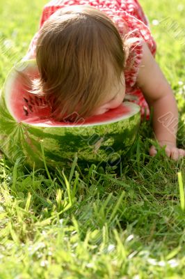 Girl eating watermelon