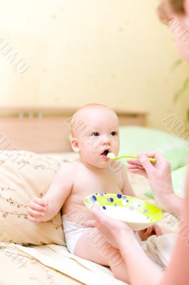 Mother feed baby by porridge #3