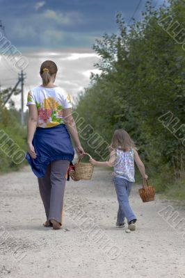 Mother and daughter are walking away