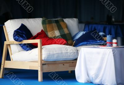 White sofa with pillows