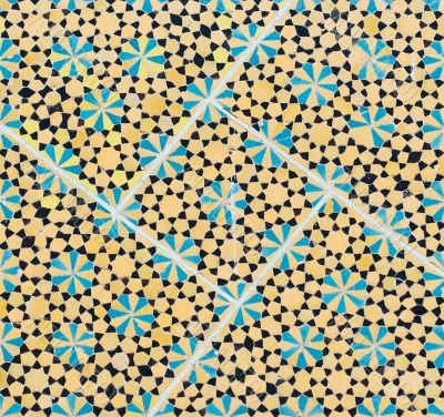 tiled background, oriental ornaments from Isfahan Mosque, Iran