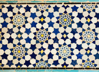tiled background, oriental ornaments from Isfahan Mosque, Iran