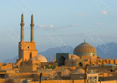 Sunset over ancient city of Yazd, Iran