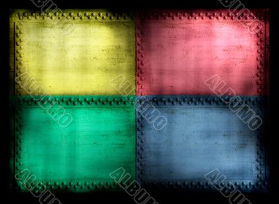 4 color riveted grunge background