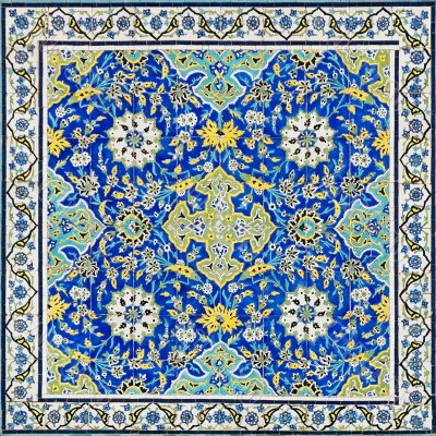 tiled background, oriental ornaments from Isfahan Mosque, Iran