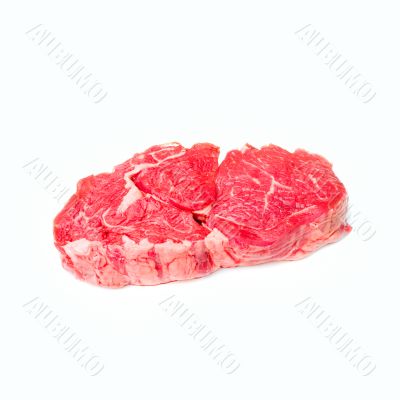 ribeye steak over white background