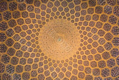 Dome of the mosque, oriental ornaments from Isfahan, Iran Dome of the mosque, oriental ornaments from Isfahan, Iran