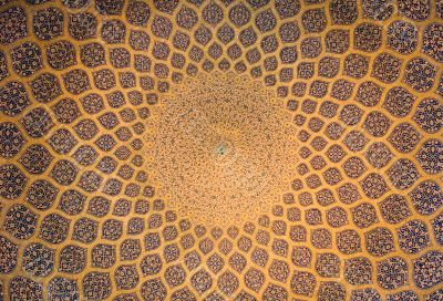 Dome of the mosque, oriental ornaments from Isfahan, Iran