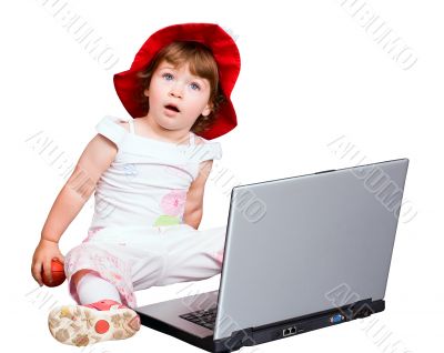 The girl and a computer The girl and a computer