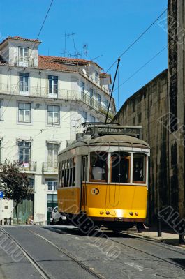 traditional yellow lisbon tram