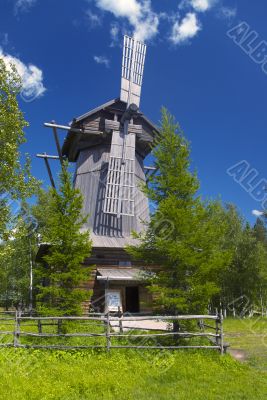 wooden wind mill  in Malye Karely