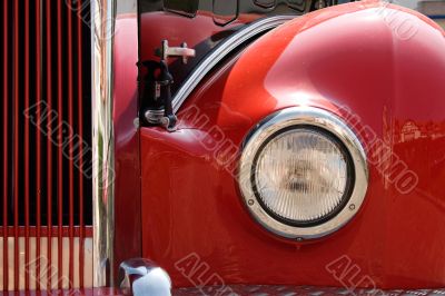 Retro bus front with headlight