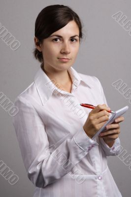 office girl in a white shirt