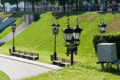 Street lanterns with Christian symbolics
