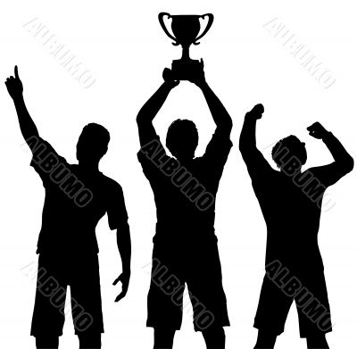 Trophy Winners Celebrate Sports Victory Trophy Winners Celebrate Sports Victory