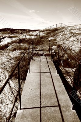 bridge and railing scenic sepia