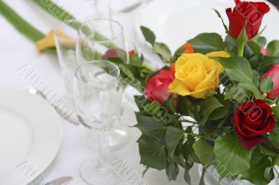 flower decoration on dinner table