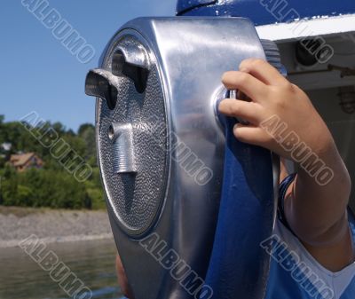 looking through the telescope