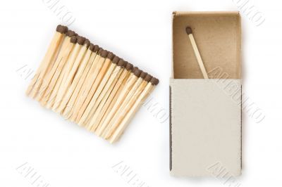 Heap of matches on a white background