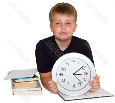 schoolboy with clock