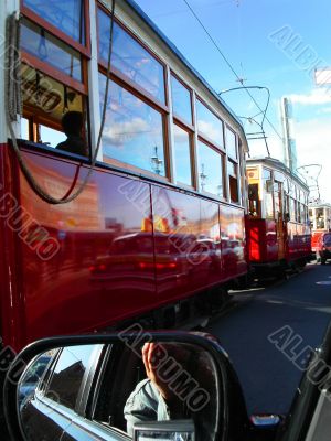 red tram