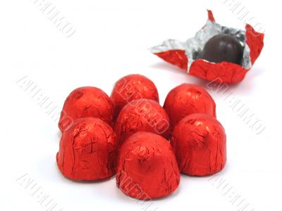 Chocolates wrapped in red