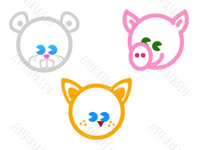  Pig cat and beave illustration