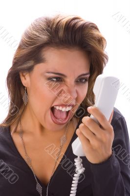 Latin girl with phone yelling