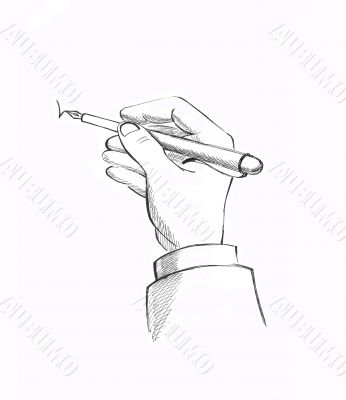 hand with  pen