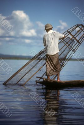 Leg rowing fisherman