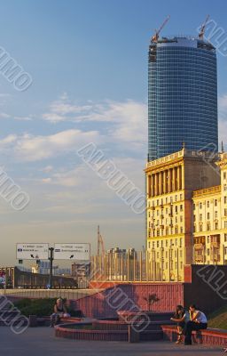 Skycraper behind the old building