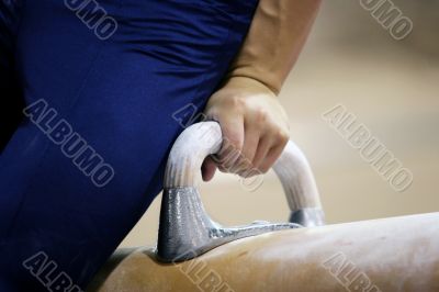 Closeup of a man on pommel