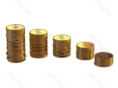 gold coins with stamping dollar