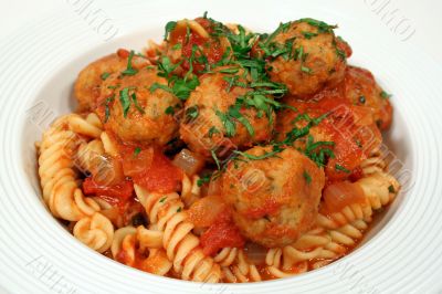Pasta With Chicken Meat Balls