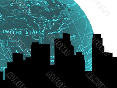 cityscape silhouette world cyan