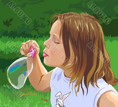 Small girl with bubble